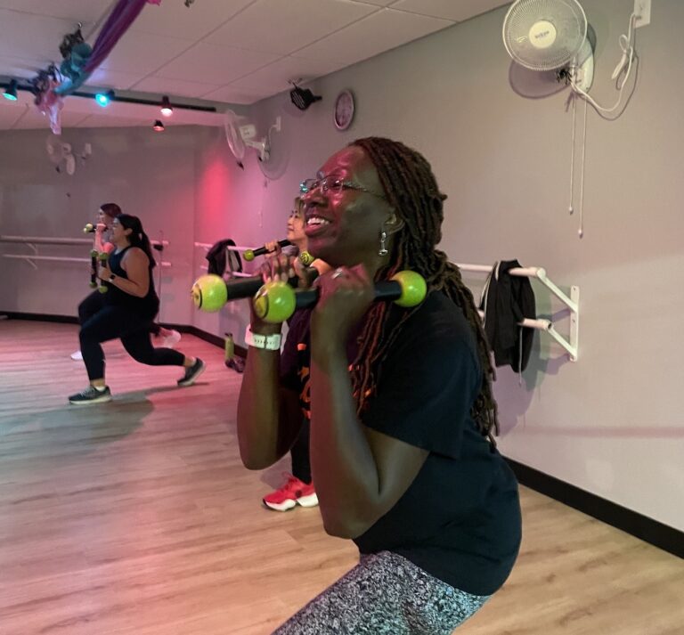 smiling zumba toning student